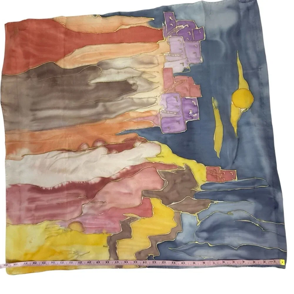 Hand Painted Adobe Western Wall Silk Hanging Carey Southwestern Artwork 29